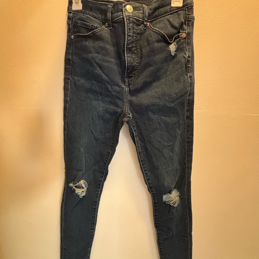 Ripped/Distressed Express Mid-rise Blue Women's Jeans Size 4L